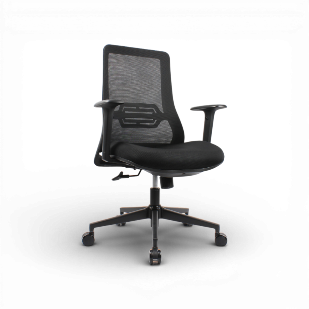 HADID Mid Back Black Office Chair Kursi Kantor Ergonomis
