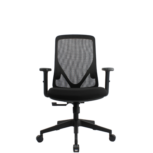 HERON Mid Back Black Office Chair Kursi Kantor Ergonomis