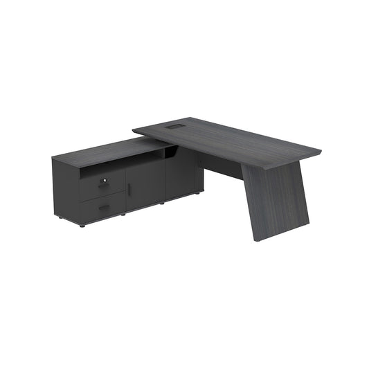 LEGACY Executive Desk Meja Direktur 180cm L Kiri Dark Oak A-Leg