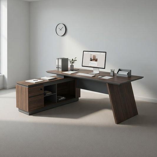 LEGACY Executive Desk Meja Direktur 200cm L Kiri Walnut A-Leg
