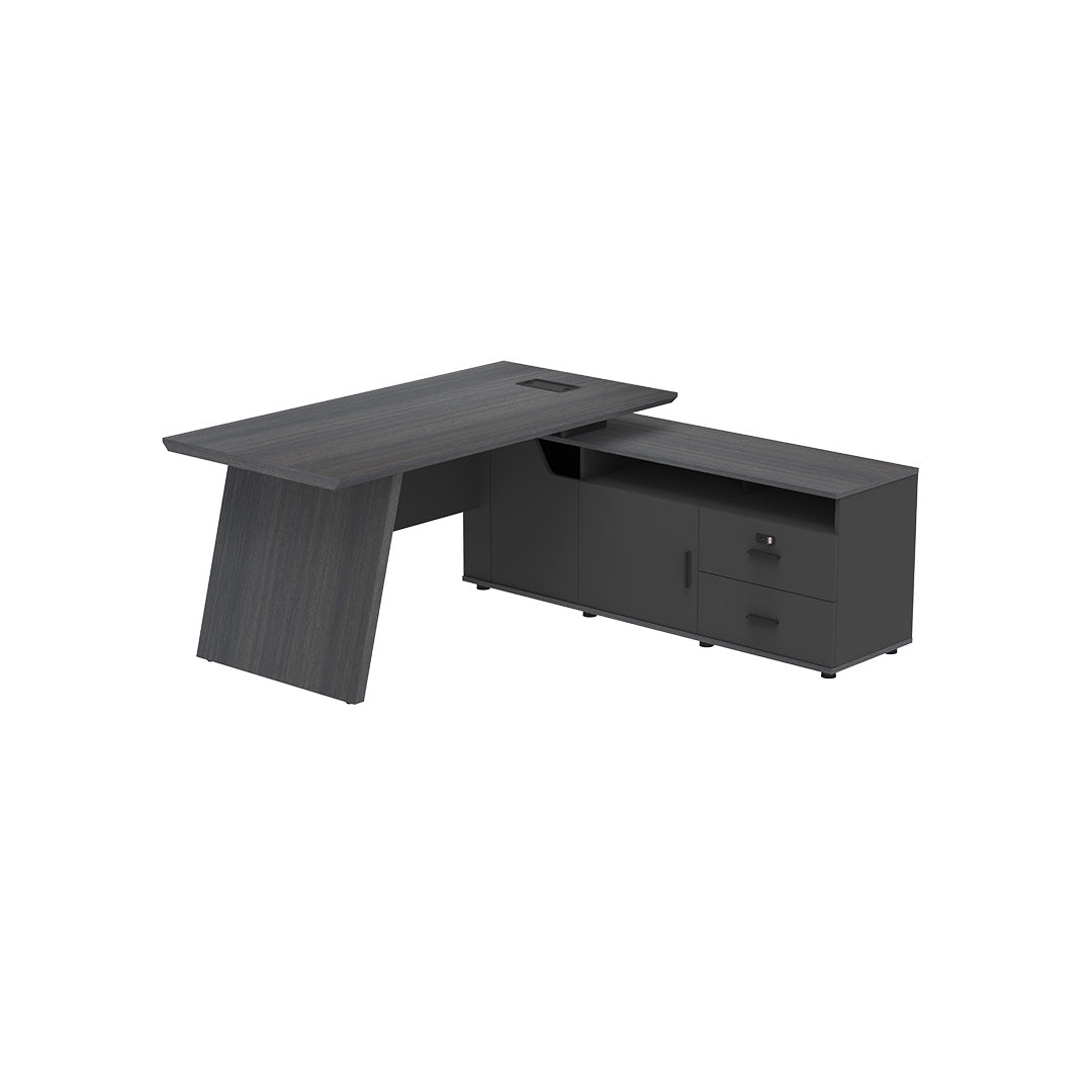 LEGACY Executive Desk Meja Direktur 160cm L Kanan Dark Oak A-Leg