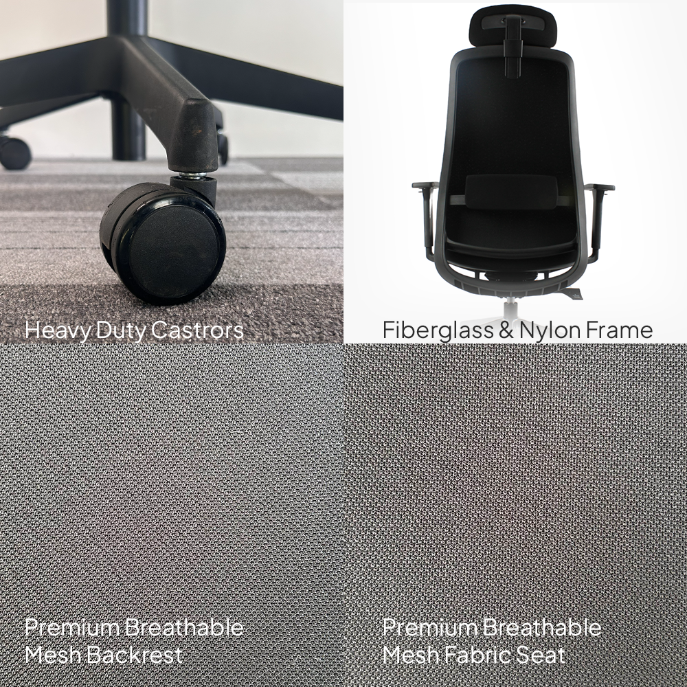NORTA High Back Black Office Chair Kursi Kantor Ergonomis