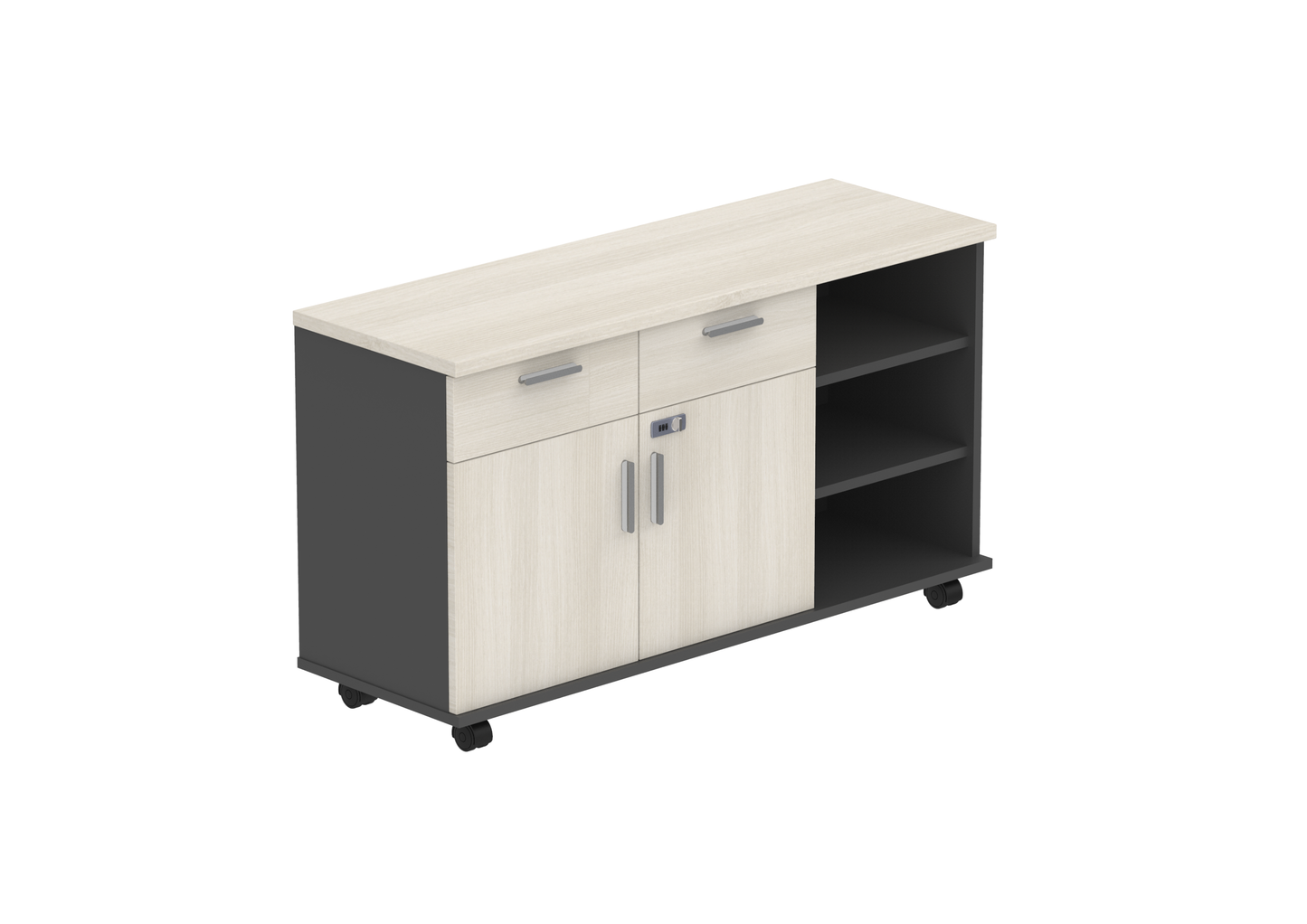 PLATA Return Sideboard Mobile Cabinet Kiri 120cm Ash Grey