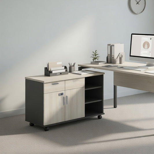 PLATA Return Sideboard Mobile Cabinet Kiri 120cm Ash Grey