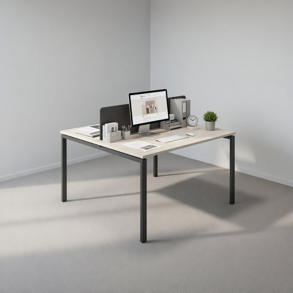 PLATA Workstation Meja Kerja Kantor 120x120cm Ash Grey