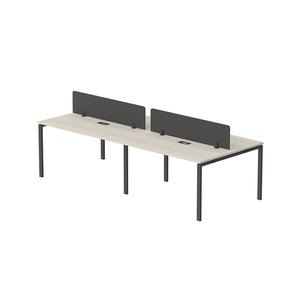 PLATA Workstation Meja Kerja Dua Sisi Berhadapan 4 Orang 280x120cm Ash Grey