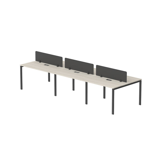 PLATA Workstation Meja Kerja Dua Sisi Berhadapan 6 Orang 360x120cm Ash Grey