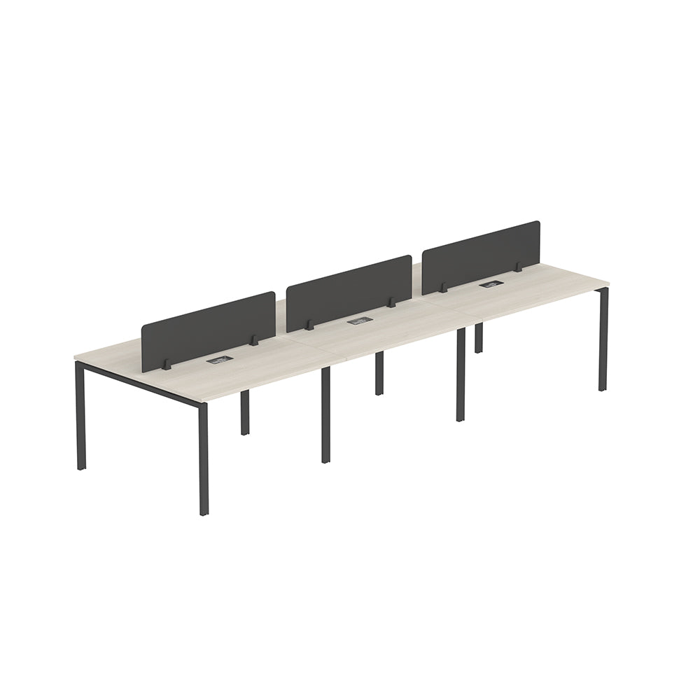 PLATA Workstation Meja Kerja Dua Sisi Berhadapan 6 Orang 360x120cm Ash Grey