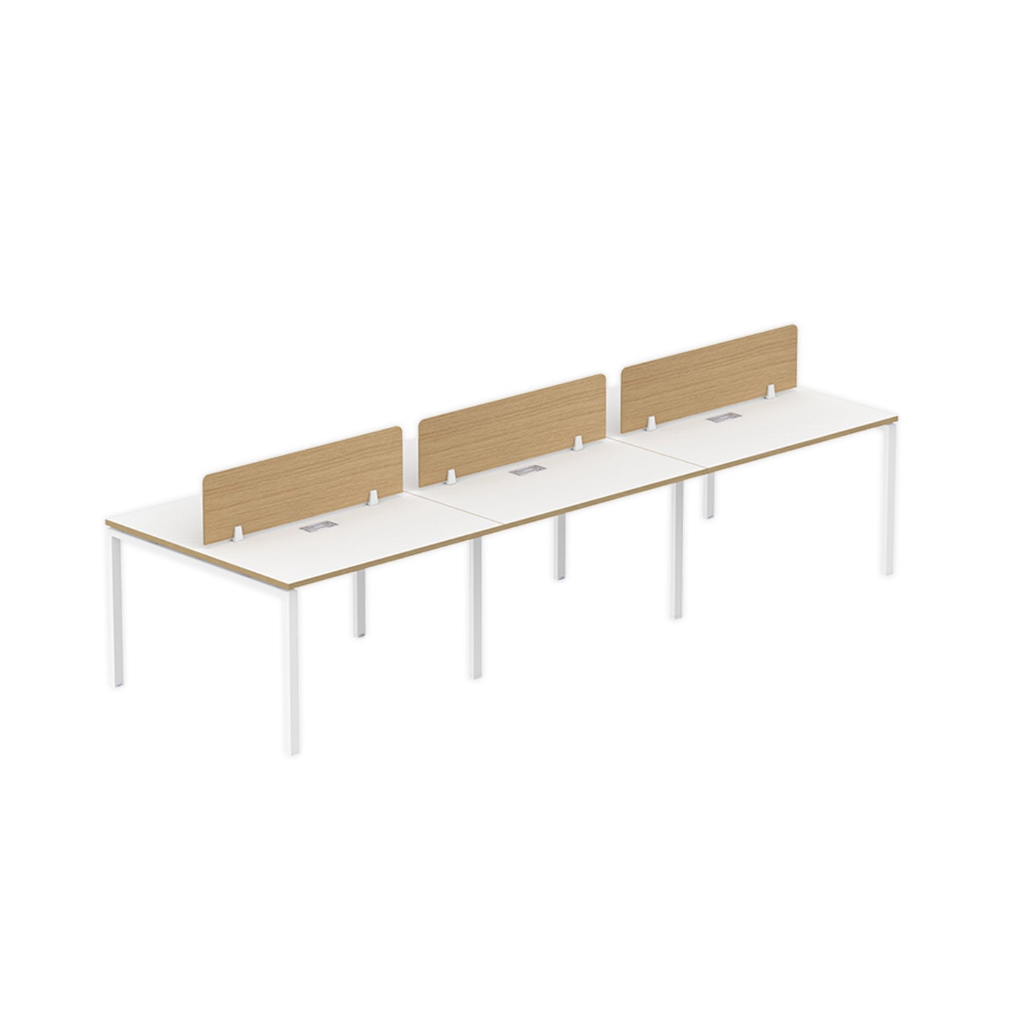 PLATA Workstation Meja Kerja Dua Sisi Berhadapan 6 Orang 360cm White Pine