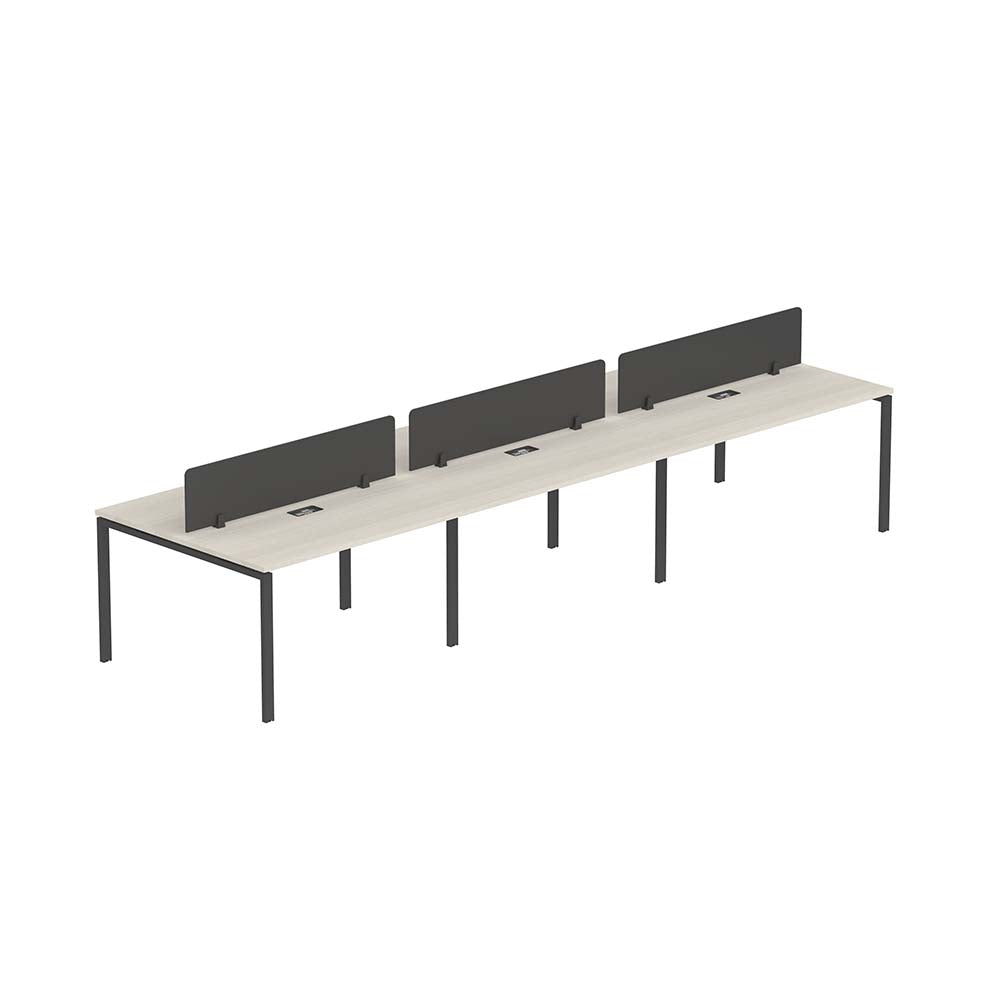 PLATA Workstation Meja Kerja Dua Sisi Berhadapan 6 Orang 420x120cm Ash Grey