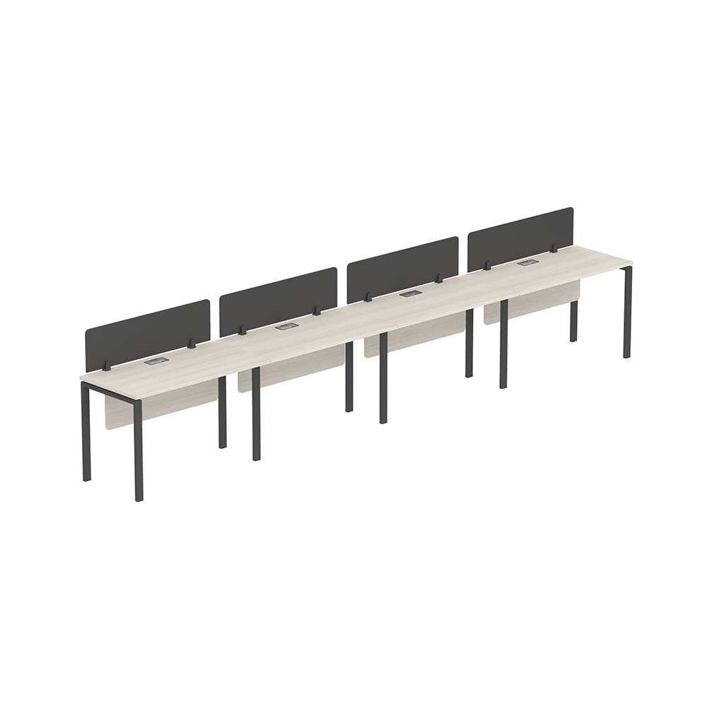 PLATA Workstation Meja Kerja Satu Sisi 4 Orang 480x60cm Ash Grey