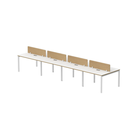 PLATA Workstation Meja Kerja Dua Sisi Berhadapan 8 Orang 480x120cm White Pine