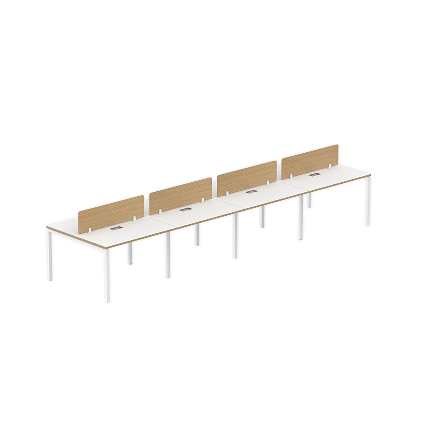 PLATA Workstation Meja Kerja Dua Sisi Berhadapan 8 Orang 480x120cm White Pine