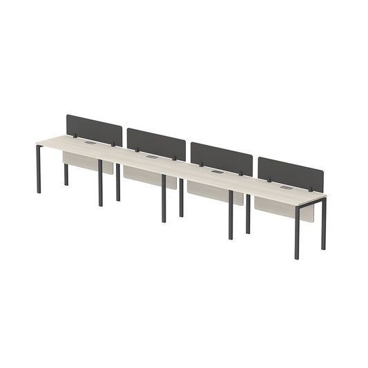 PLATA Workstation Meja Kerja Satu Sisi 4 Orang 560x60cm Ash Grey