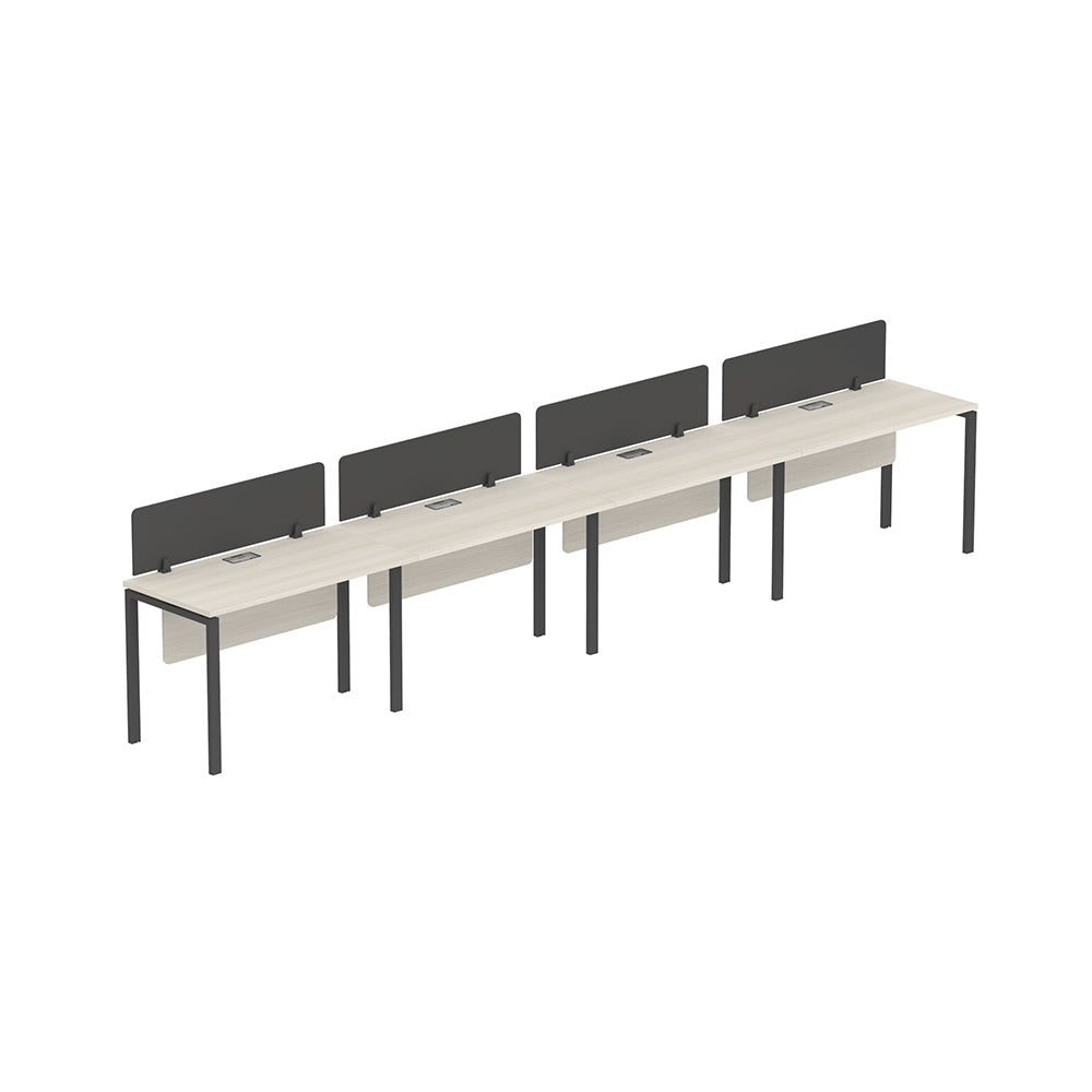 PLATA Workstation Meja Kerja Satu Sisi 4 Orang 560x60cm Ash Grey