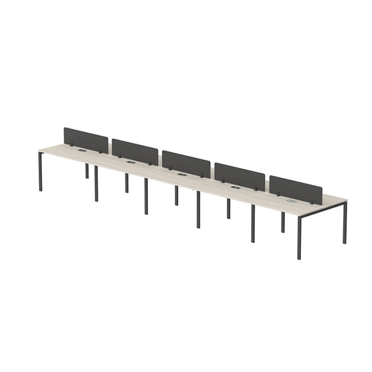 PLATA Workstation Meja Kerja Dua Sisi Berhadapan 10 Orang 600x120cm Ash Grey