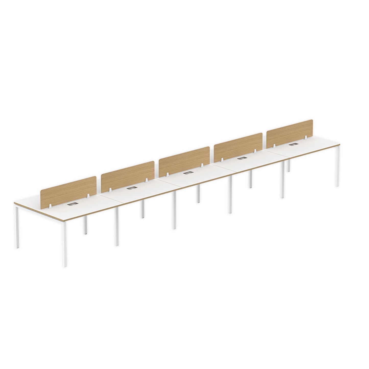 PLATA Workstation Meja Kerja Dua Sisi Berhadapan 10 Seater 600x120cm White Pine