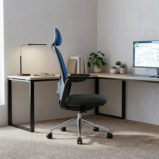 SENNA High Back Grey Blue Office Chair Kursi Kantor Ergonomis