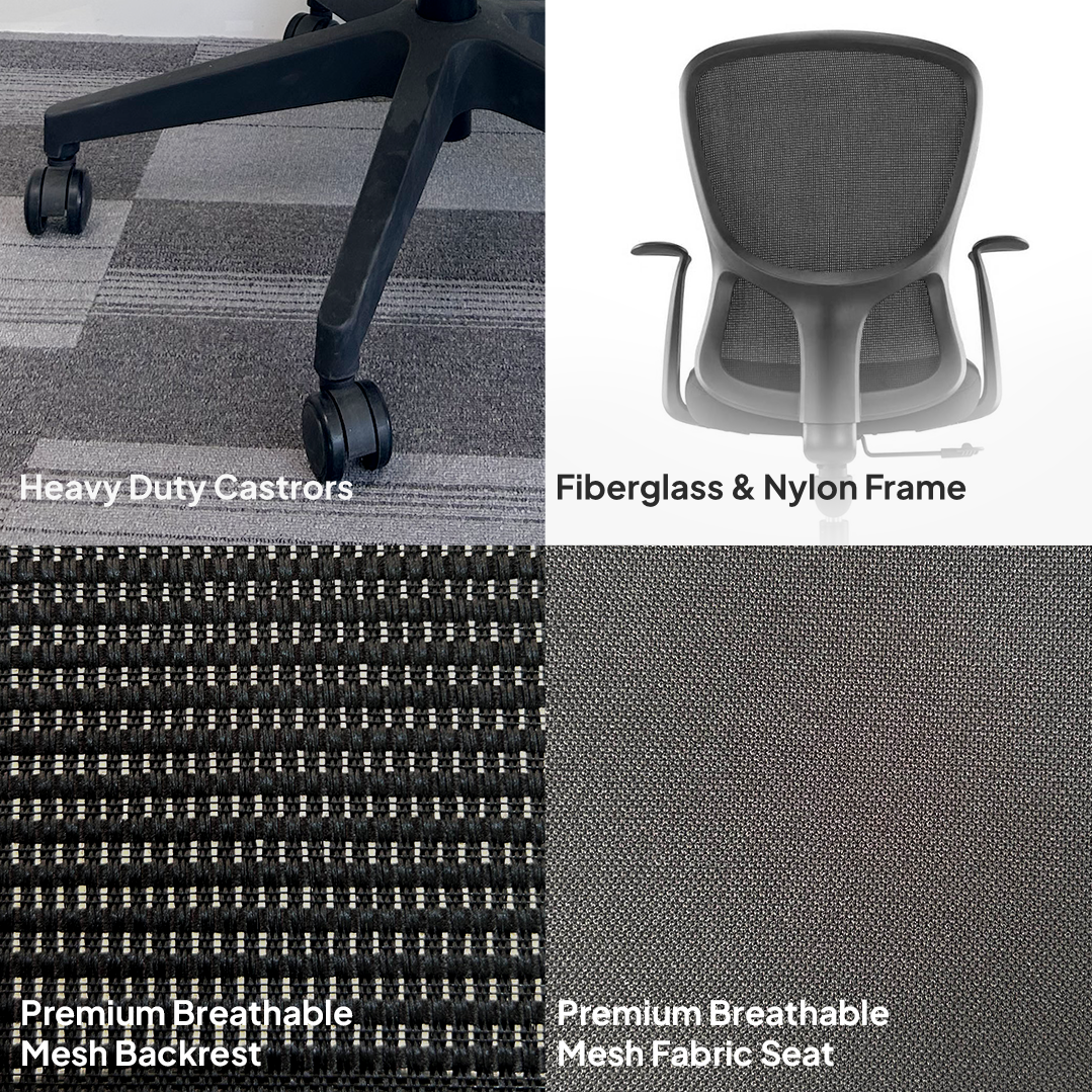 VELO Low Back Black Office Chair Kursi Kantor Ergonomis