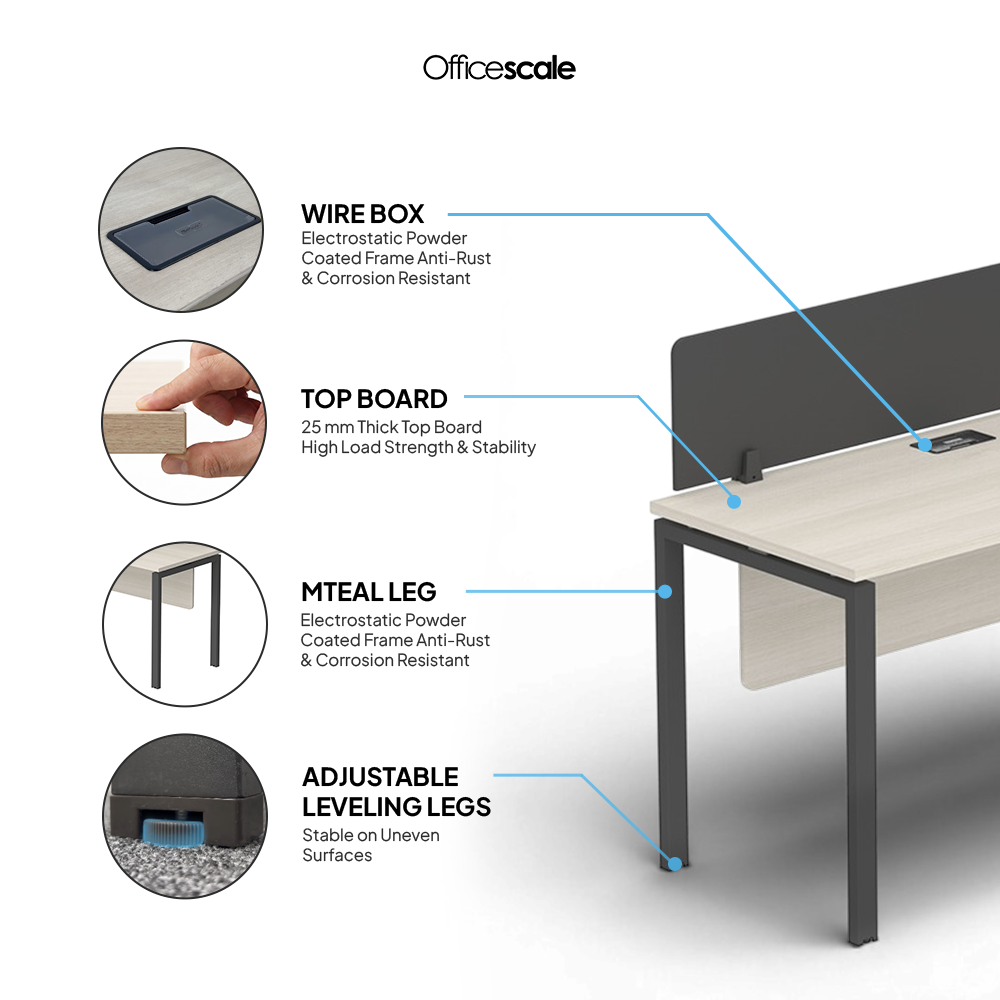 PLATA Manager Desk Meja Kerja Kantor 180x80cm Ash Grey