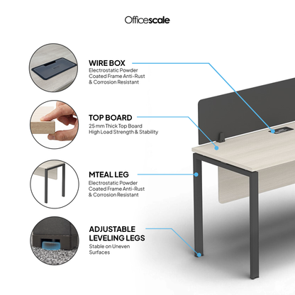 PLATA Manager Desk Meja Kerja Kantor 180x80cm Ash Grey