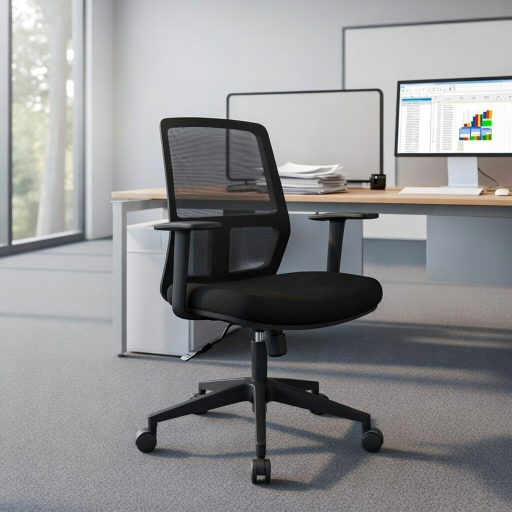 ALVARO Low Back Black Office Chair Kursi Kantor Ergonomis