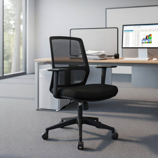 ALVARO Low Back Black Office Chair Kursi Kantor Ergonomis