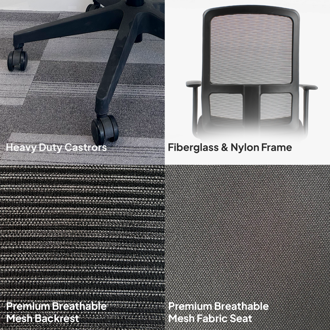 ALVARO Low Back Black Office Chair Kursi Kantor Ergonomis