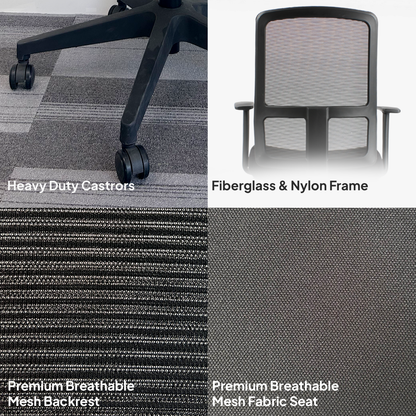 ALVARO Low Back Black Office Chair Kursi Kantor Ergonomis