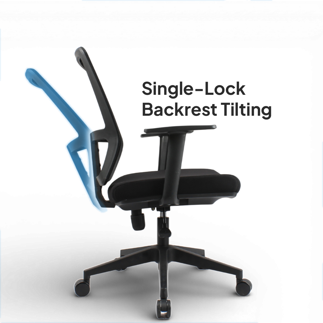 ALVARO Low Back Black Office Chair Kursi Kantor Ergonomis