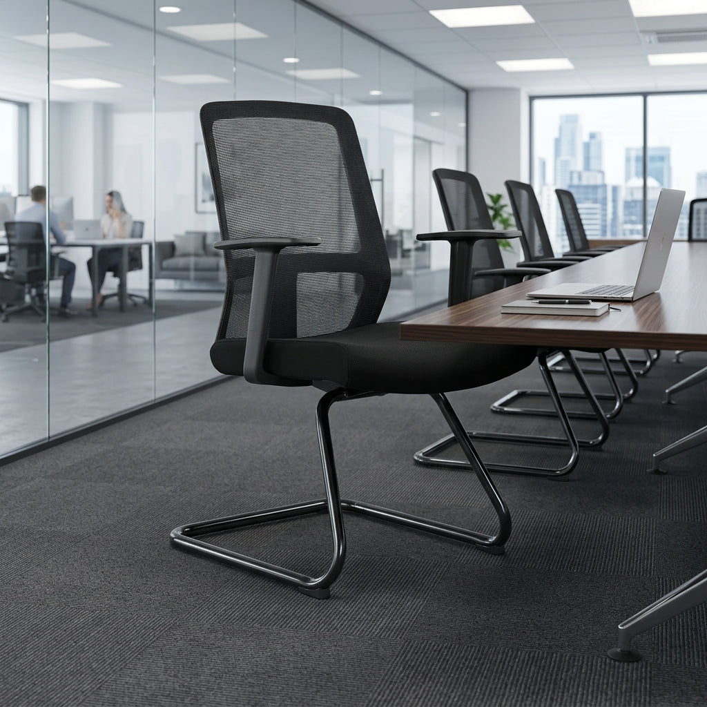 ALVARO Visitor Black Office Chair Kursi Kantor Ergonomis