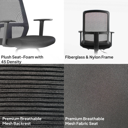 ALVARO Visitor Black Office Chair Kursi Kantor Ergonomis