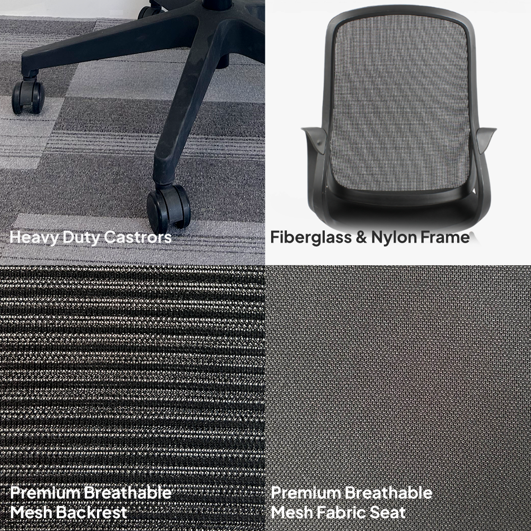 DELARO Low Back Black Office Chair Kursi Kantor Ergonomis