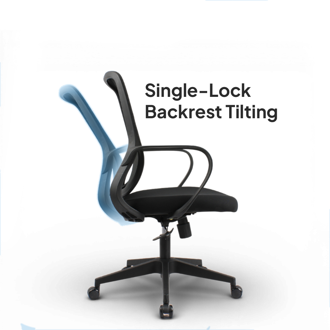 DELARO Low Back Black Office Chair Kursi Kantor Ergonomis