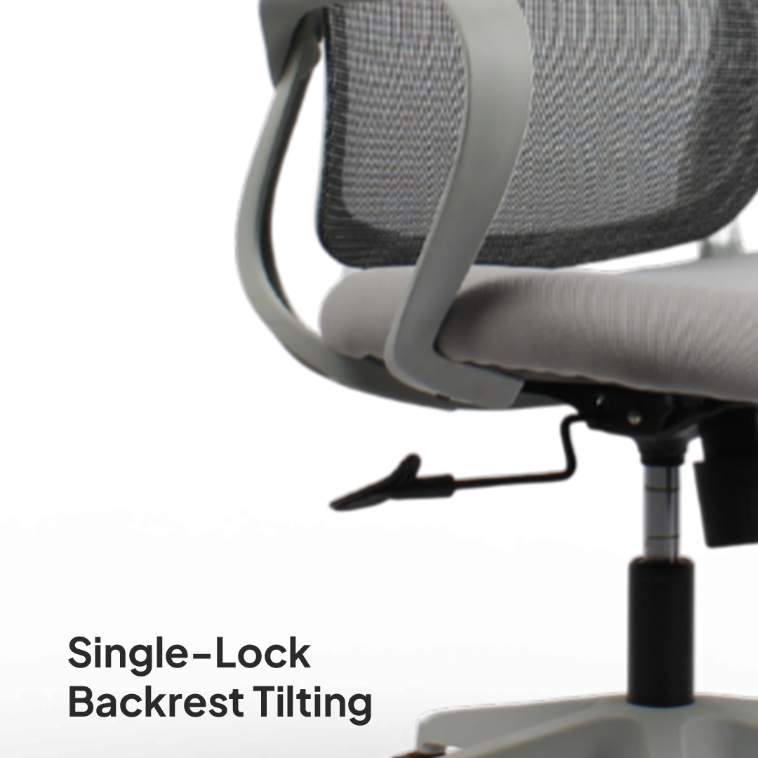 DELARO Low Back Grey Office Chair Kursi Kantor Ergonomis