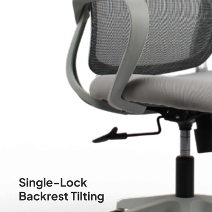 DELARO Low Back Grey Office Chair Kursi Kantor Ergonomis