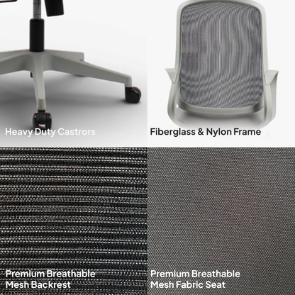 DELARO Low Back Grey Office Chair Kursi Kantor Ergonomis