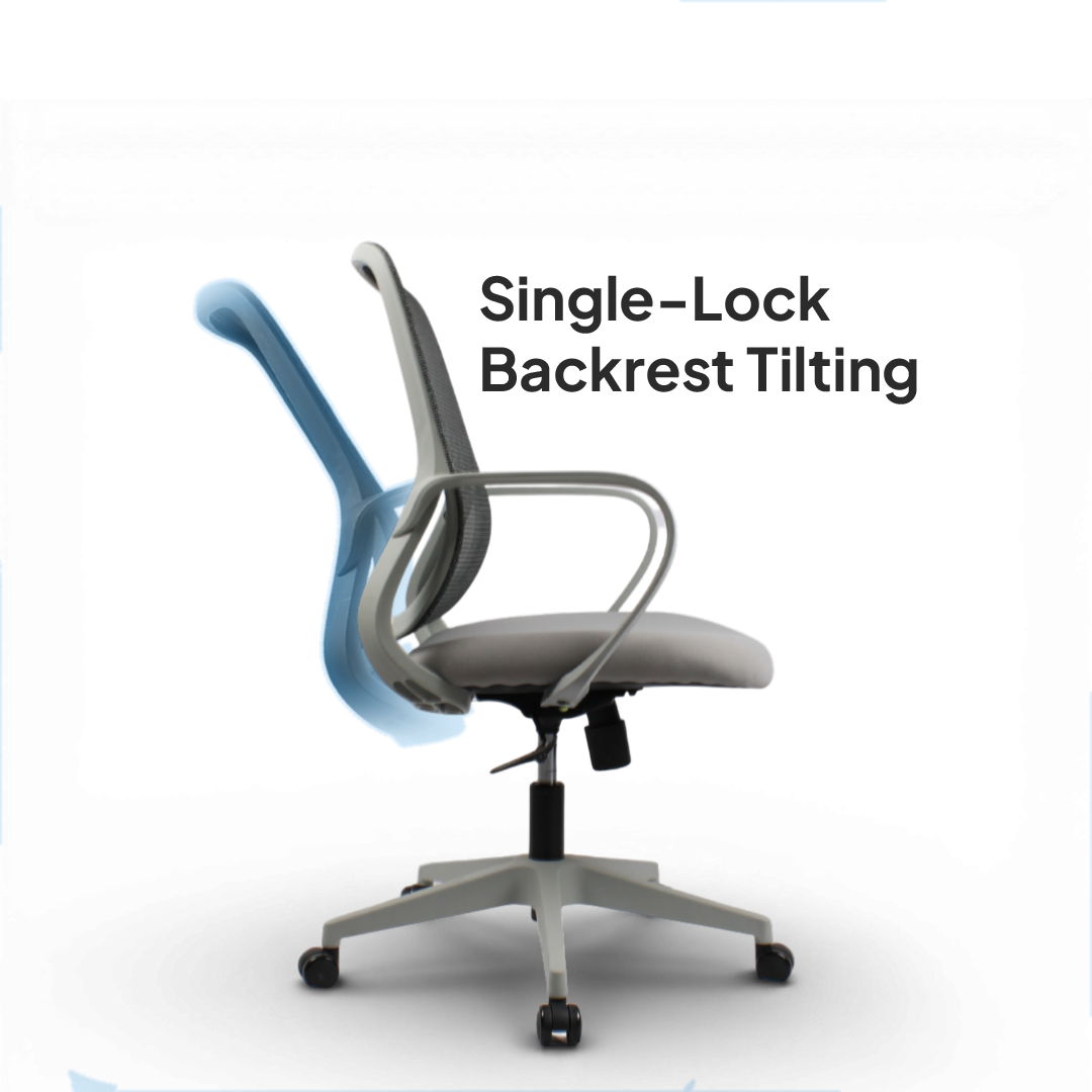 DELARO Low Back Grey Office Chair Kursi Kantor Ergonomis