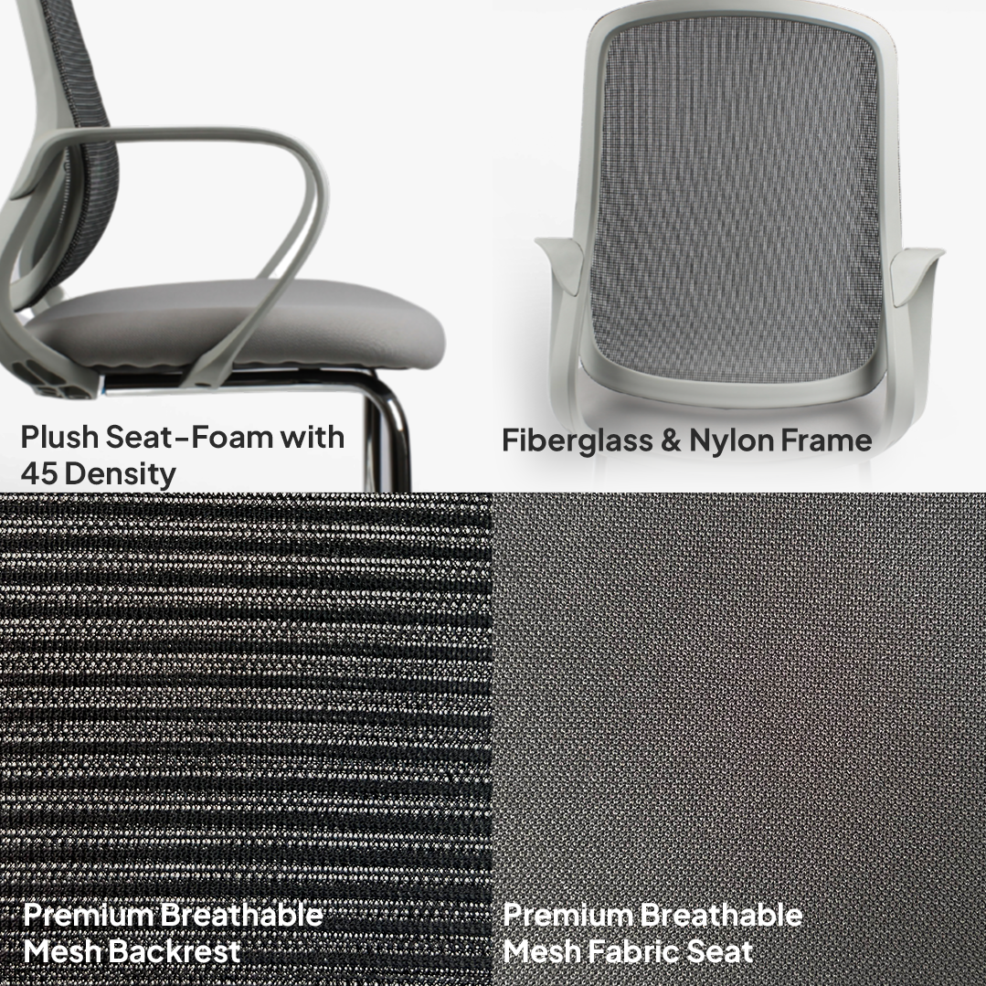 DELARO Visitor Grey Office Chair Kursi Kantor Ergonomis
