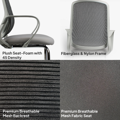 DELARO Visitor Grey Office Chair Kursi Kantor Ergonomis