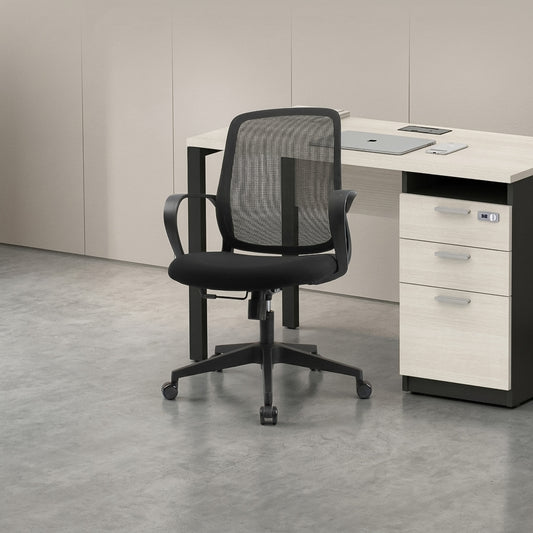 DELARO Low Back Black Office Chair Kursi Kantor Ergonomis