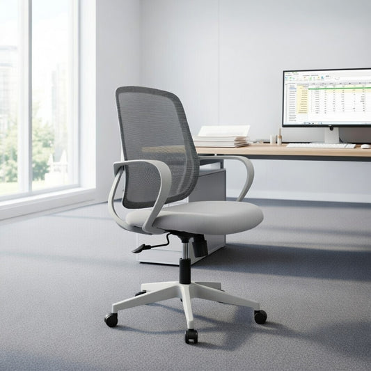 DELARO Low Back Grey Office Chair Kursi Kantor Ergonomis