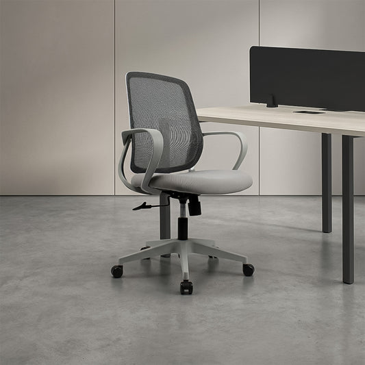 DELARO Low Back Grey Office Chair Kursi Kantor Ergonomis