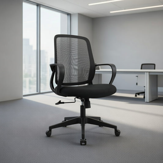 DELARO Low Back Black Office Chair Kursi Kantor Ergonomis