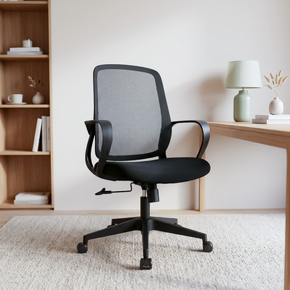DELARO Low Back Black Office Chair Kursi Kantor Ergonomis