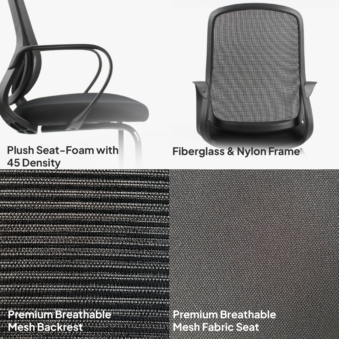DELARO Visitor Black Office Chair Kursi Kantor Ergonomis