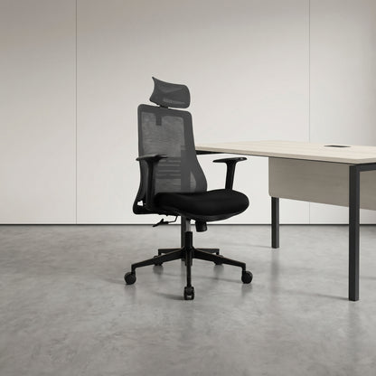 HADID High Back Black Grey Office Chair Kursi Kantor Ergonomis