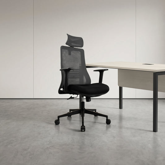 HADID High Back Black Grey Office Chair Kursi Kantor Ergonomis