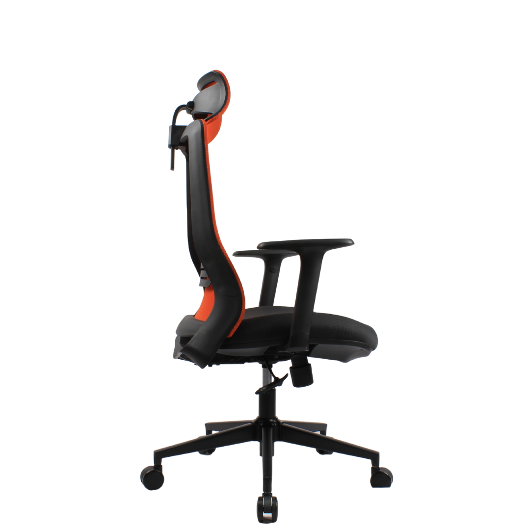 HADID High Back Grey Orange Office Chair Kursi Kantor Ergonomis