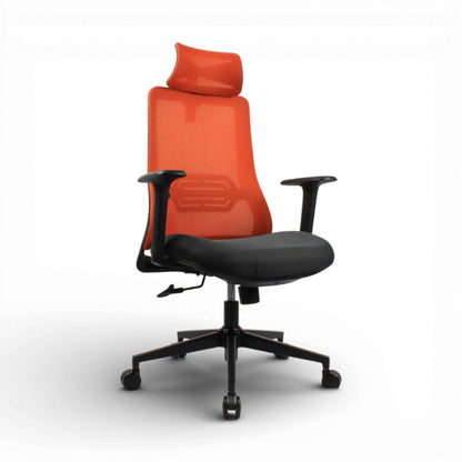 HADID High Back Grey Orange Office Chair Kursi Kantor Ergonomis